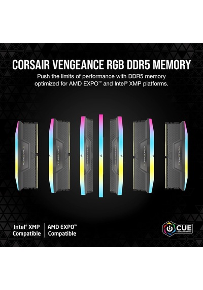 Vengeance Rgb Ddr5 32gb 2x16gb 6000mhz Cl38 1.35v Intel Xmp 3.0 Amd Expo Masaüstü Bellek - Gri Cmh32gx5m2e6000z38