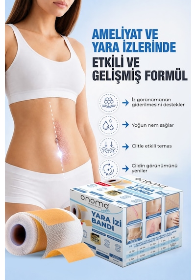 Onomo Health Silikon Yara İzi Bandı Ameliyat İzi Giderici Sezeryan Scar Keloid Yanık 2,5cm X 3m