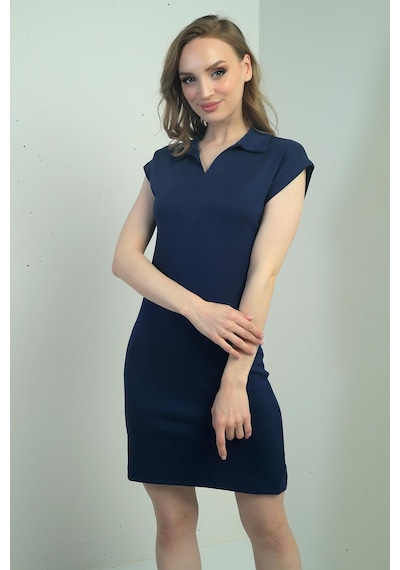 By Saygı Kadın Polo Yaka Elbise-40627 Lacivert By Saygı Kadın Polo Yaka Elbise-40627 Lacivert