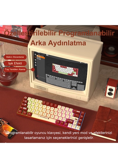 Ak680 Kablolu Brown Switch Mekanik Klavye-rainbow Aydınlatma Hot-swap