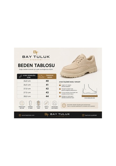 Bay Tuluk Mt-x6 Erkek Bej Bağcıklı Kalın Taban Makosen Ayakkabı Bej Bej