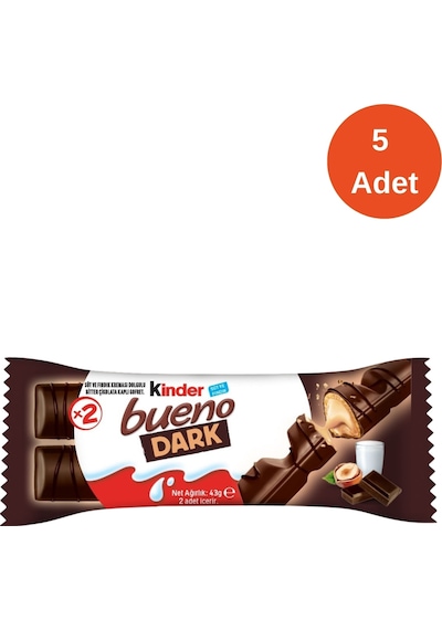 Kinder Bueno Dark Çikolata 43 Gr - 5 Adet