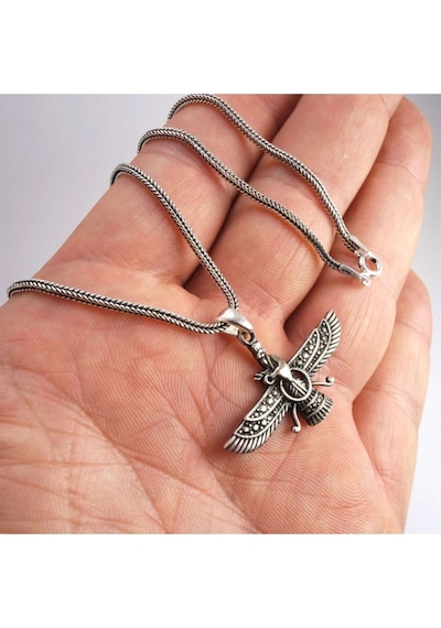 Ahura Mazda Unisex Küçük Boy 925 Ayar Gümüş Kolye - Sevgiliye - Eşe - Babaya - Arkadaşa Hediye Kolye
