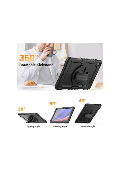 Samsung Galaxy Uyumlu Tab A9 Plus 11 İnç Sm-x210 Kılıf Askılı Zırh Tank