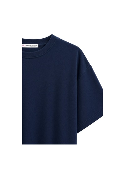 Mixray 2101 Kadın Bisiklet Yaka Soft Oversize Basic Modal T-shirt Lacivert