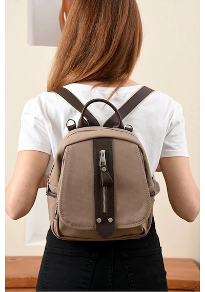 Just Polo Kadın Orta Boy Ayarlanabilir Askılı Şık Lakost Sırt Çantası Shopper Kum
