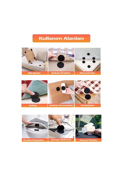 10'lu Halı Kilim Koltuk Örtüsü Sabitleyici Kaydırmaz Cırt Yıkanabilir Kendinden Yapışkanlı Ped