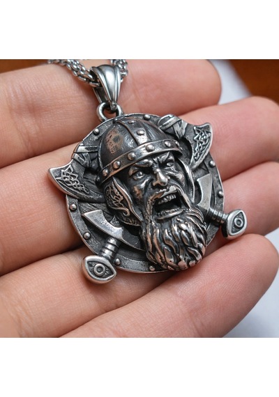 Paslanmaz Çelik Iskandinav Mitolojisi Norse Balta Figürlü Tanrı Odin Kolye / Viking Savaşçı Kolye Gümüş - Gri Paslanmaz Çelik Iskandinav Mitolojisi Norse Balta Figürlü Tanrı Odin Kolye / Viking Savaşçı Kolye Gümüş - Gri