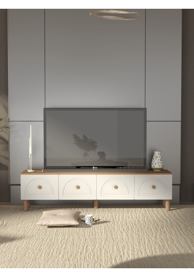 Bohem Tarz 180 Cm 4 Kapaklı Mdf Kapak Tv Ünitesi Ceviz