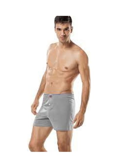Tutku Gri Erkek Penye Düğmeli Boxer 6'Lı Paket