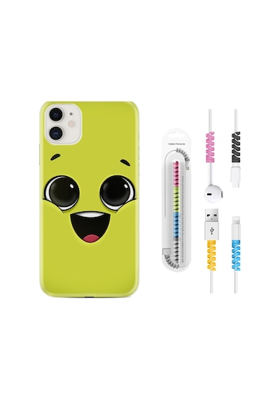 Apple Uyumlu iPhone 12 Kılıf Kablo Koruyuculu White Green 1833
