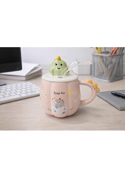Sevimli Dinozor Figürlü Kapaklı Seramik Mug 300ml Kahve Kupası Kaşıklı Tasarım Kupa Ofis Masaüstü Kahve Bardağı Kapaklı Kupa Latte Çay Dekoratif Kahve Kupası Sevimli Kupa Dinozor Pembe Beyaz - Çok Renkli Sevimli Dinozor Figürlü Kapaklı Seramik Mug 300ml Kahve Kupası Kaşıklı Tasarım Kupa Ofis Masaüstü Kahve Bardağı Kapaklı Kupa Latte Çay Dekoratif Kahve Kupası Sevimli Kupa Dinozor Pembe Beyaz - Çok Renkli