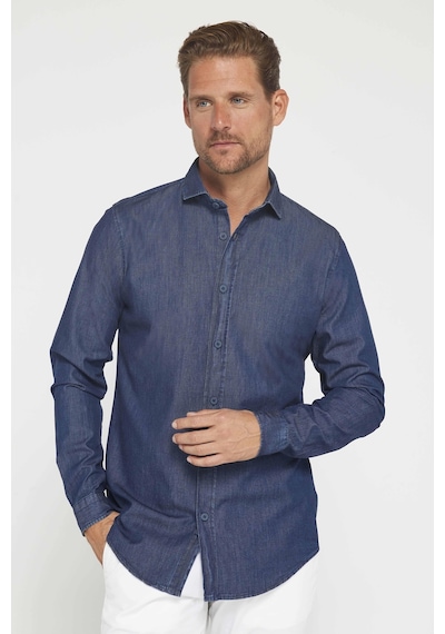 Tudors Slim Fit Uzun Kollu Dar Kesim İtalyan Yaka 4 Mevsim Düz Denim Lacivert Erkek Gömlek-31308-lacivert Lacivert Tudors Slim Fit Uzun Kollu Dar Kesim İtalyan Yaka 4 Mevsim Düz Denim Lacivert Erkek Gömlek-31308-lacivert Lacivert