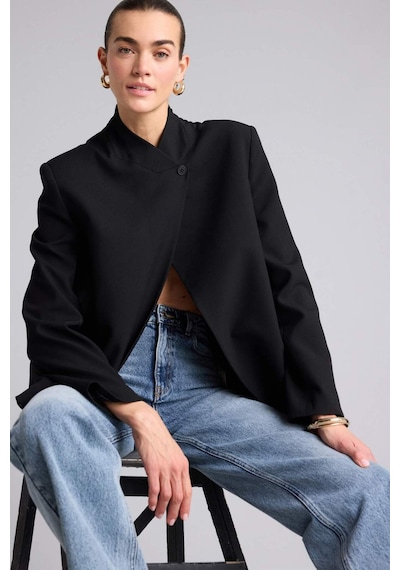 Defacto Oversıze Hakim Yaka Blazer Ceket H1118ax26smbk81 Siyah-bk81