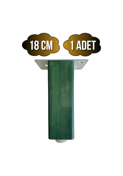 Kale Ayarlı Ahşap Ayak Mobilya Masa Ve Dolap Ayağı Yeşil Kayın/gürgen Ağacı 18cm 1 Adet Yeşil