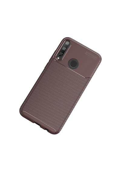 Huawei P40 Lite Uyumlu E Kılıf Auto Focus Karbon Kapak - Kahverengi