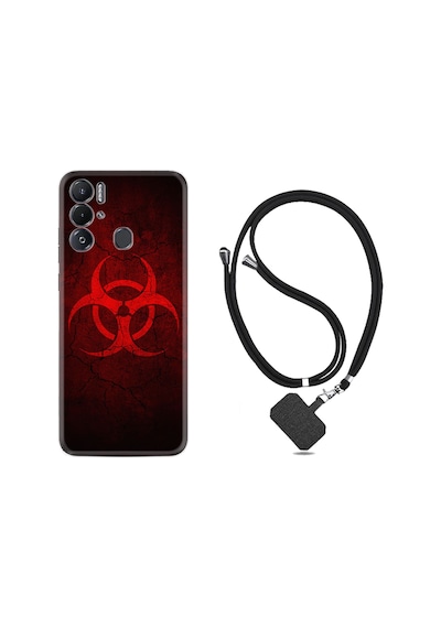 Tecno Pova Neo Kılıf İpli Boyun Askılı Desenli Silikon Virus 1654