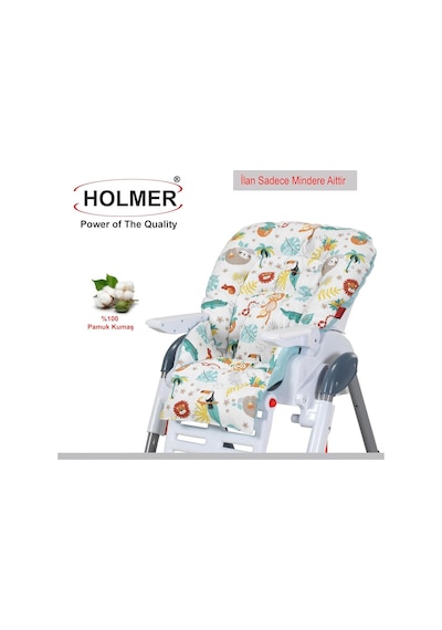 Holmer Organik Mama Sandalyesi Minderi & Kılıfı Kemer Deliksiz Su Yeşili