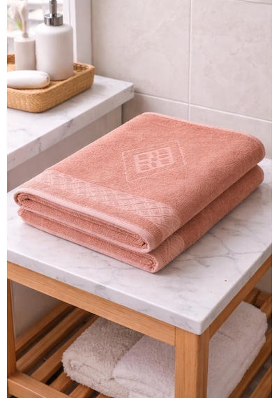 Eponj %100 Pamuk 70x140 Jakarlı Banyo Havlusu 450 Gr Kendinden Desenli Kiremit