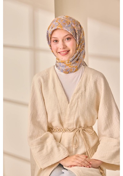 Silk Home Olinda İpek Eşarp 47002-37 Gri, Mavi, Hardal, Taş, Lila