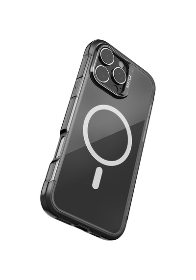 Apple Uyumlu iPhone 16 Pro Kılıf Magsafeli Raptic Air Serisi Airbag Tasarımlı Metal Köşelikli Şeffaf Kapak Siyah