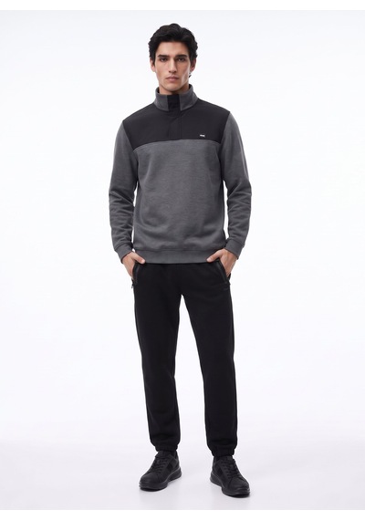 Jeep Antrasit Erkek Dik Relaxed Blok Sweatshirt C4wm-swt4228