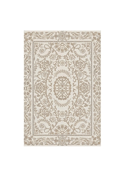 Kartela Halı Veso Halı Kaymaz Taban Makinede Yıkanabilir Halı Bej - 60 X 90 Cm