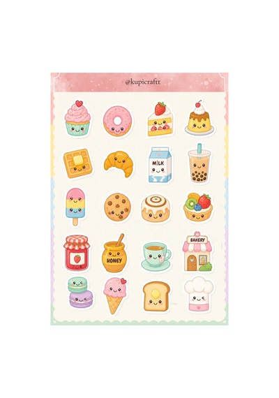 Kawai Temalı 7 Sayfa Sticker Seti Sevimli Hayvanlar Sticker 0