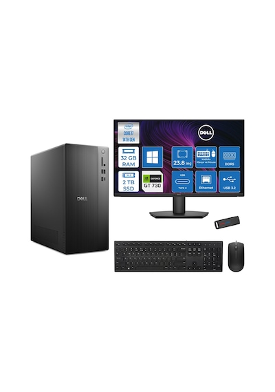 Dell Tower Essential QVT1260 BTO-01400725H14 i7-14700 32 GB 2 TB SSD GT730 23.8" W11H Masaüstü Bilgisayar + USB Bellek
