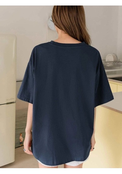 Flood Of Style Kadın Lacivert Holiday 1961 Baskılı Oversize T-shirt