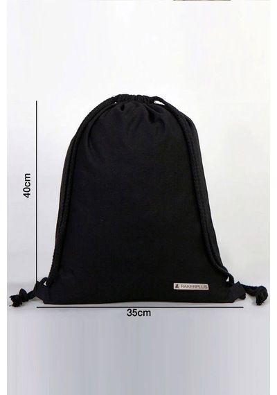 Rakerplus Siyah 35x40 Cm Unisex Ham Bez Büzgülü Sırt Ayakkabı Çantası Natural