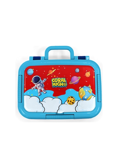 Coral High Kids Kırmızı Mavi Astronot Uzay Desenli Paslanmaz Çelik Beslenme Kabı 39145 Kırmızı