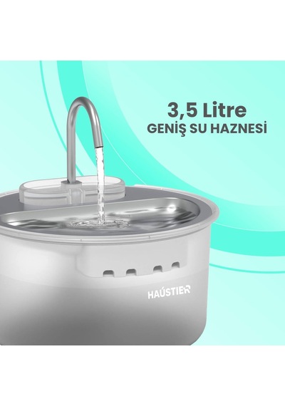 Haustier Wf009ls Otomatik Kedi Su Sebili,kedi Su Çeşmesi, Su Pınarı 3.5lt Geniş Hazne, Çelik Tabla, Ultra Sessiz,