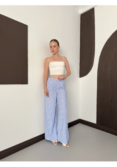 Verymoda Kabartma Motifli Pantolon F2156 Mavi