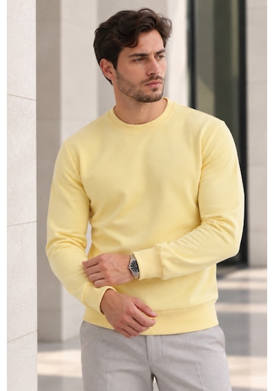 Polo State Erkek 2 Li Set Bisiklet Yaka Basic Sweatshirt Mavi & Sarı