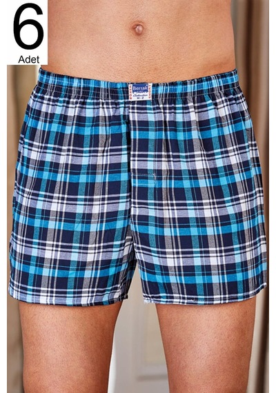 Berrak Erkek Karışık Desen Poplin Boxer Elf568Ber10526 6'Lı Paket 001