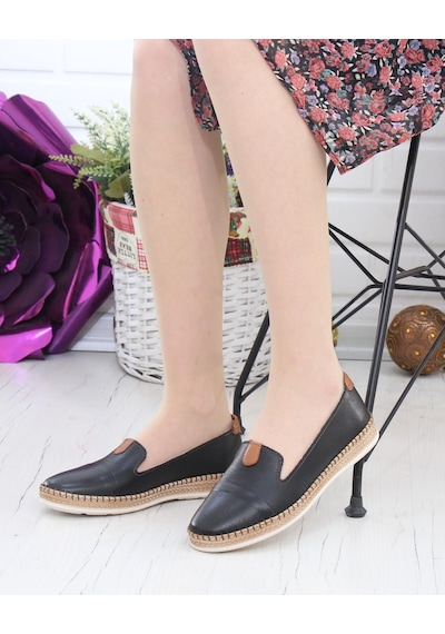 Nesil Shoes Syg P01 Siyah Hakiki Deri Kadın Ayakkabı-siyah Siyah