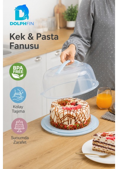 28 Cm Kek Pasta Fanusu Saplı Kilitli Kapaklı Taşıma Ve Saklama Kabı Çok Renkli