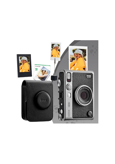 Instax Mini Evo Fotoğraf Makinesi + 10lu Film + Deri Kılıf + Çerçeve + Kıskaçlı Stand