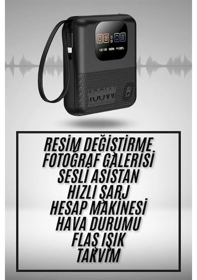 Akıllı Powerbank 10.000 Mah 4 Çıkışlı Taşınabilir Dijital Göstergeli Siyah