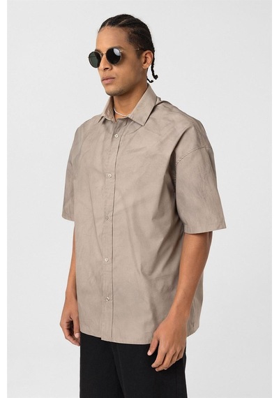 Vamos Oversize Yıkamalı Poplin Gömlek Taş