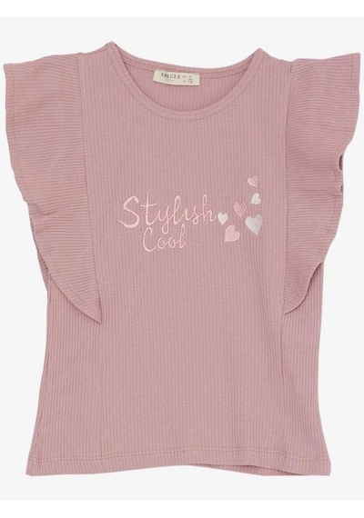 Zekids Kız Çocuk İspanyol Paça Taytlı Takım-14426 Gül Kurusu