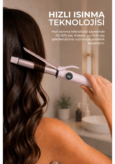 Ks-625 Profesyonel Dijital Saç Maşası 25 Mm, Led Ekranlı, 140-200 C Isı Ayarlı