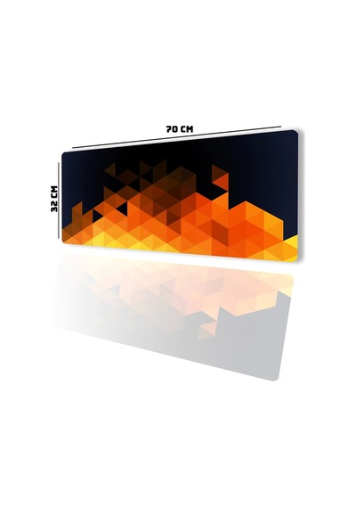 Sonictouch Turuncu Soyut Üçgenler Gamer Oyuncu Dikişsiz Sıvı Geçirmez Klavye Mouse Pad 32x70cm Mousepad