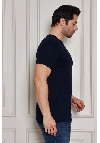 Erkek Jeuss Oysho Kumaş Sıfır Yaka Lacivert Tshirt