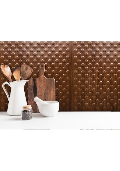 3 Boyutlu Duvar Paneli Kabartmalı Puantiye Desen Pvc 41x41 Cm/ 6 Adet /1 M² Teak
