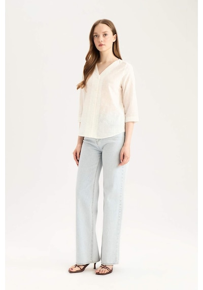 DeFacto Regular Fit Apaş Yaka Basic Düz Pamuklu Yarım Kollu Gömlek E5949AX25SPWT32 DeFacto Regular Fit Apaş Yaka Basic Düz Pamuklu Yarım Kollu Gömlek E5949AX25SPWT32