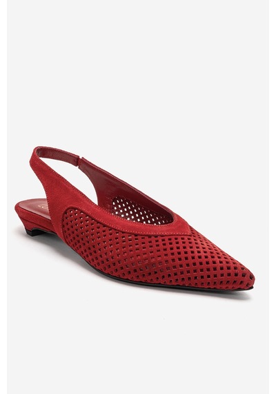 Luvishoes Lıeve Kırmızı Süet Hakiki Deri Kadın Alçak Topuklu Ayakkabı