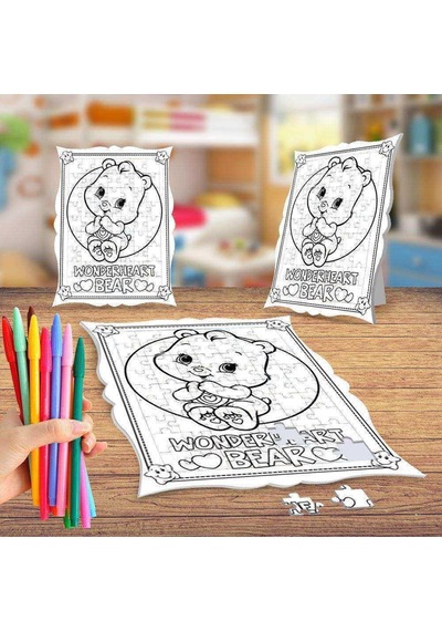 Meraklı Ayıcık Boyama Puzzle Tablo Çocuk Eğitici Yapboz