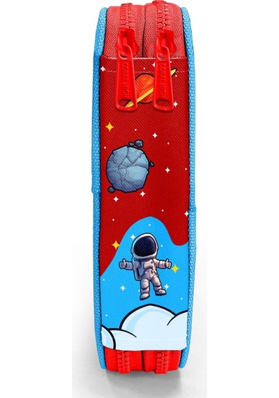 Coral High Erkek Çocuk Kırmızı Mavi Astronot Baskılı Katlı Organizer Kalemlik Kalem Kutusu 31113 Çok Renkli